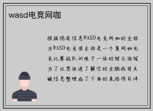 wasd电竞网咖